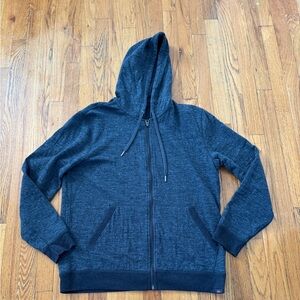 Faherty Men's Double Knit Hoodie Navy Heather Large